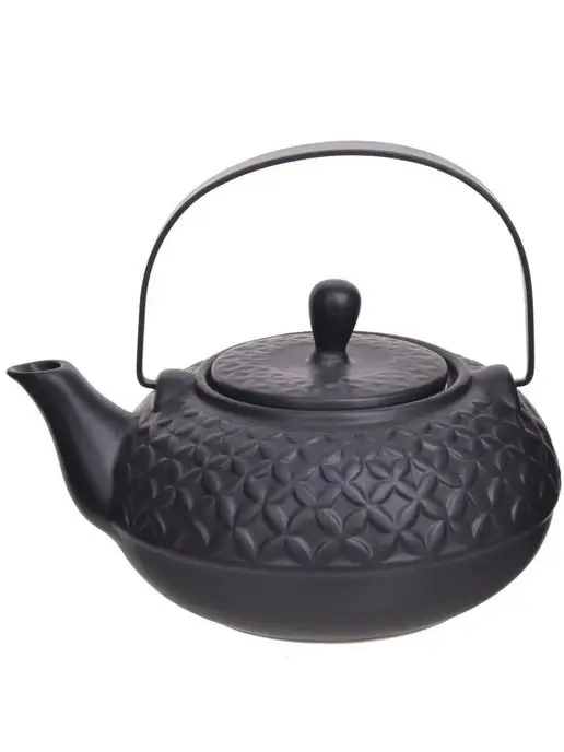 Чайник заварочный керамический с ситечком черный - фото 9