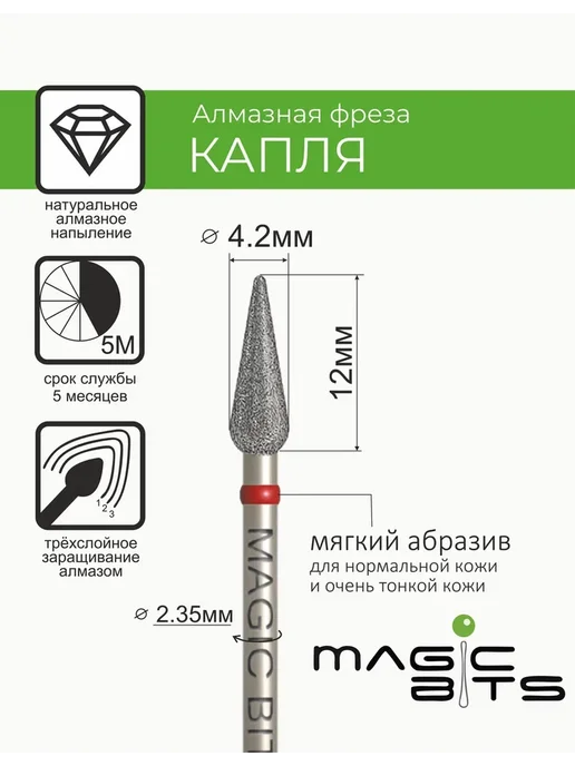 Magic Bits Фреза для педикюра Капля 4 мм Мягкая, вариант