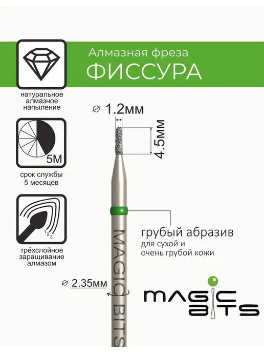 Magic Bits Фреза для маникюра Фиссура 1,2 мм Жесткая, вариант