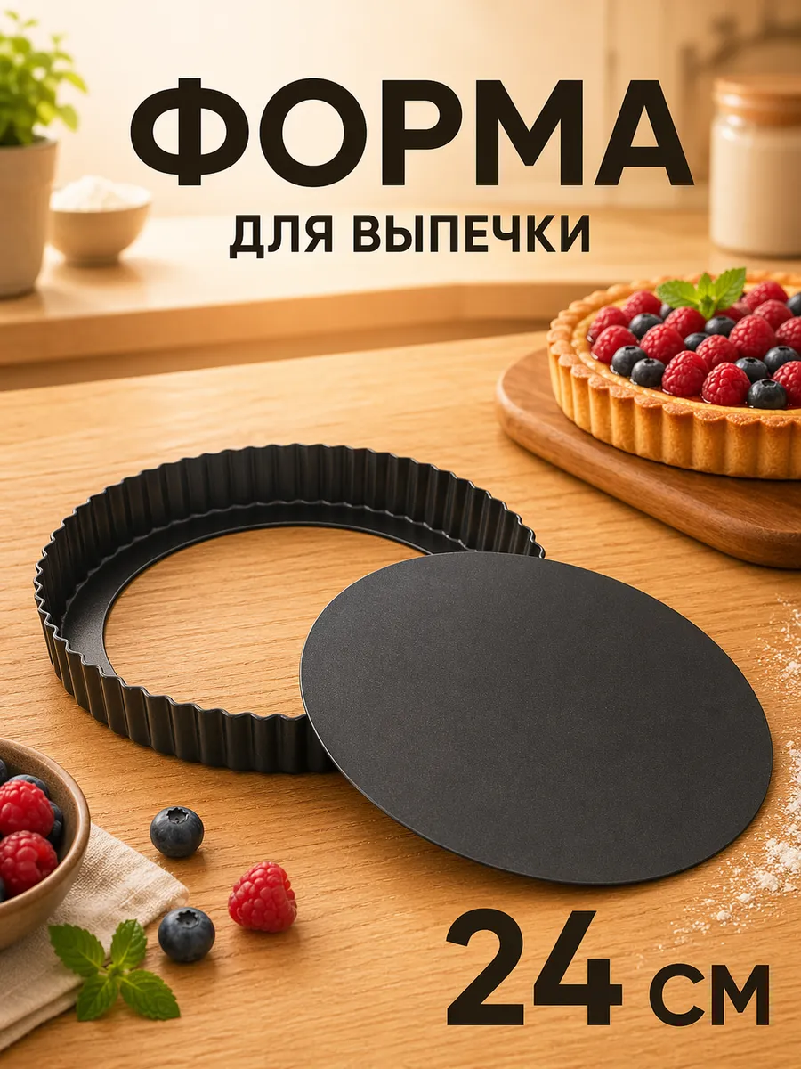 Форма для выпечки 24 см, съёмное дно, антипригарная