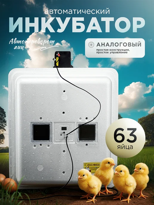Несушка Инкубатор для яиц автоматический 63 яйца, белый