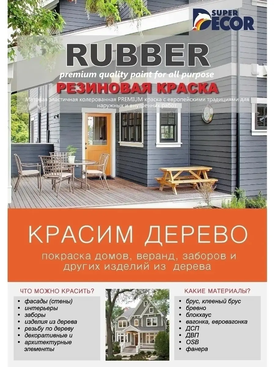 Резиновая краска Супер Декор (Super Decor Rubber), матовая, для внутренних  и наружных работ, 12 кг Super Decor 62521846 купить за 7 516 ₽ в  интернет-магазине Wildberries