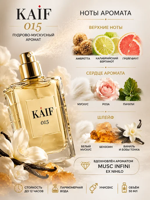 KAIF Духи для женщин и мужчин Инфинити 015 КАИФ восточные 50 мл, 50 мл, фото 2