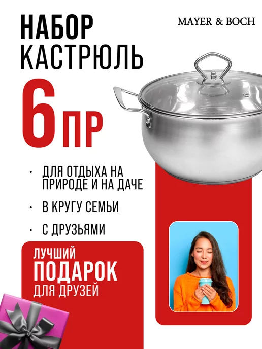 Кастрюли набор с крышкой нержавейка с толстым дном 3 шт - фото 15