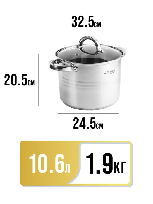 Кастрюля из нержавеющей стали с крышкой - фото 2