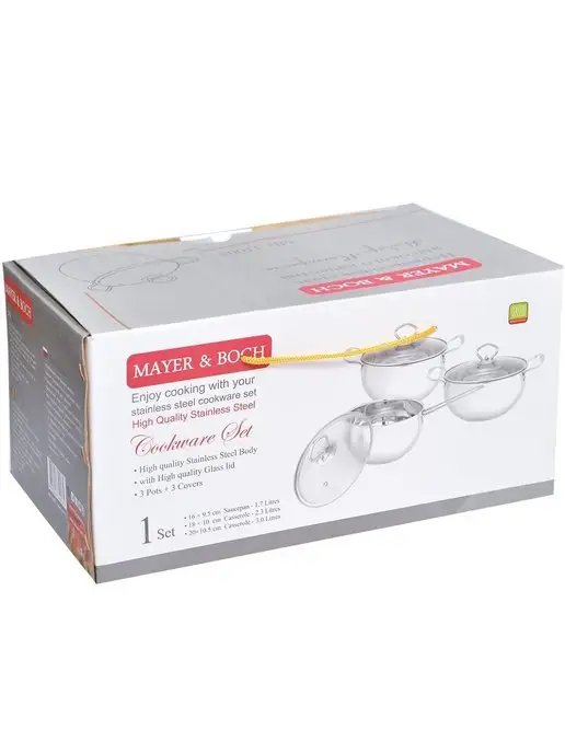 Кастрюли набор с крышкой нержавейка с толстым дном 3 шт - фото 5