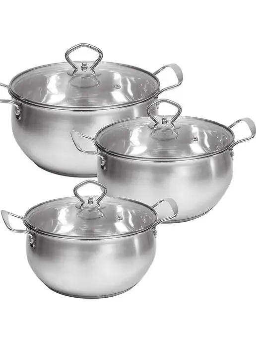 Набор кастрюль с крышками 3 шт. нержавейка - фото 14