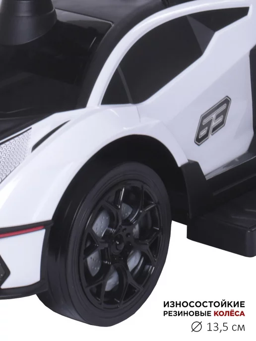 babycare Каталка пушкар Lamborghini с ручкой, белый, фото 6