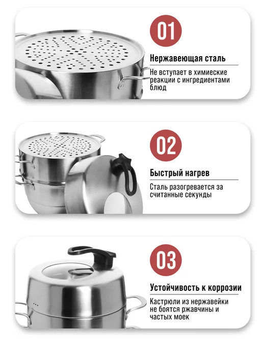 Мантоварка пароварка из нержавеющей стали 3 яруса - фото 10