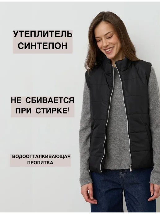 ElenaSimfero Жилетка женская утепленная, черный, фото 7