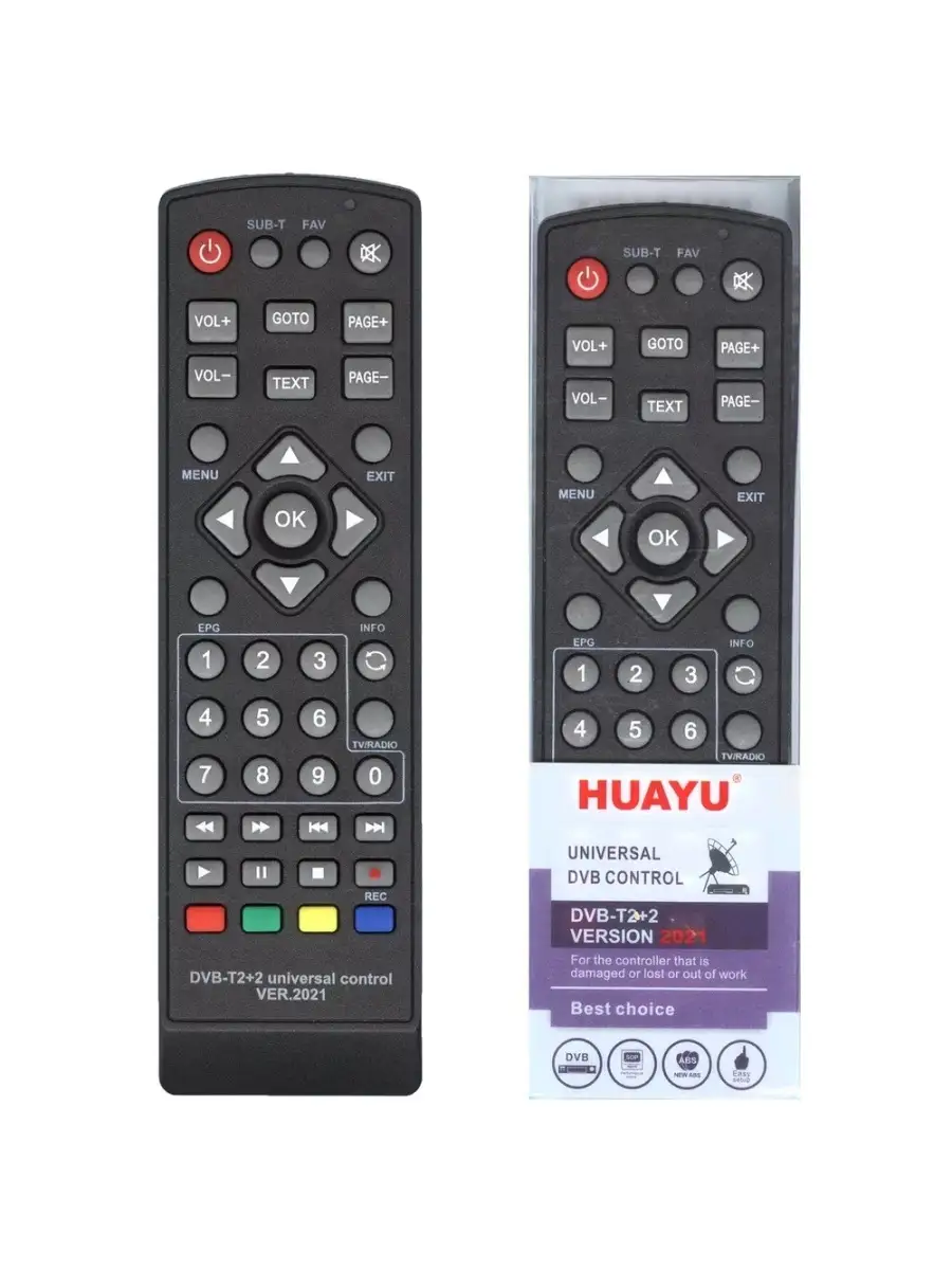 Универсальный пульт для DVB-T2 приставок DVB-T2+2 ver 2021 HUAYU 63062344  купить в интернет-магазине Wildberries