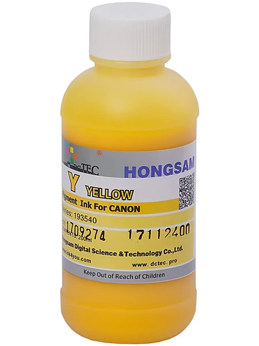 Чернила DCTec пигментные Canon TM-200 Yellow (жёлтый) 200 мл