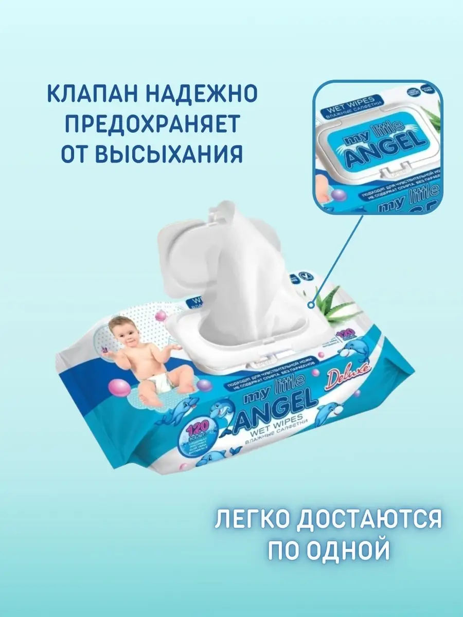 Влажные салфетки детские Без спирта My little angel. 63280934 купить в  интернет-магазине Wildberries