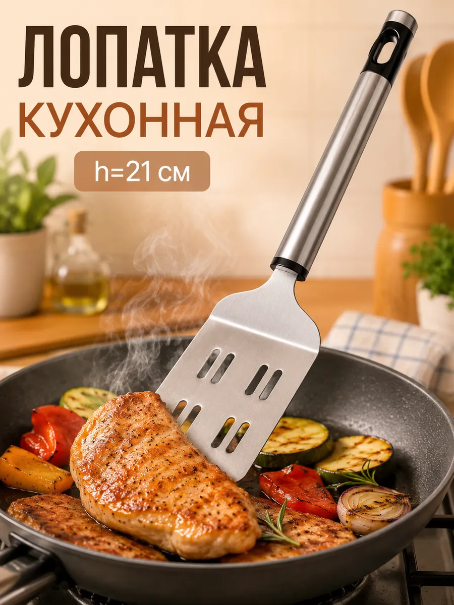 Лопатка кухонная металлическая, h=21 см