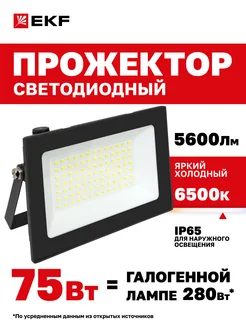 Прожектор светодиодный СДО-3005 75Вт 6500К IP65 EKF 63365363 купить за 933 ₽ в интернет-магазине Wildberries