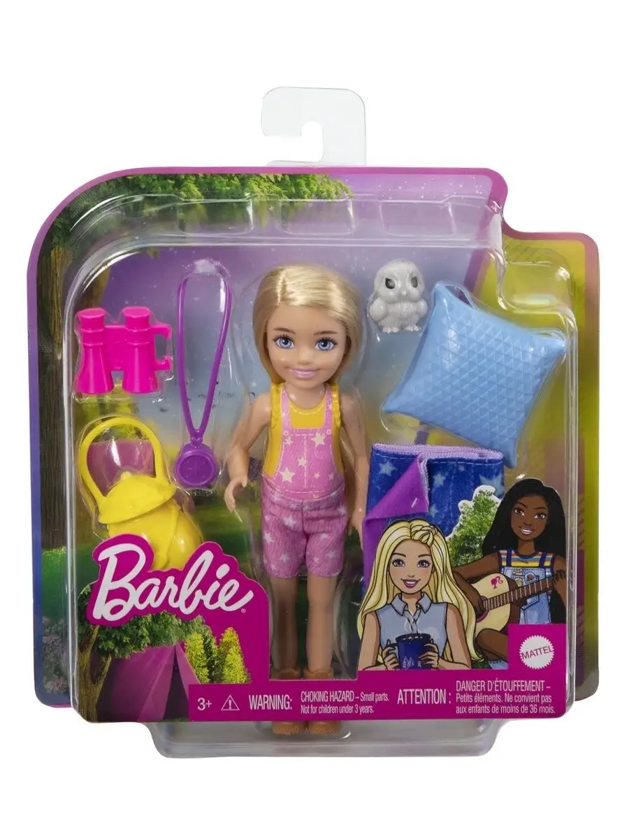 Кукла Barbie/Барби Челси с питомцем и аксессуарами Кемпинг HDF77 Barbie  63385769 купить в интернет-магазине Wildberries