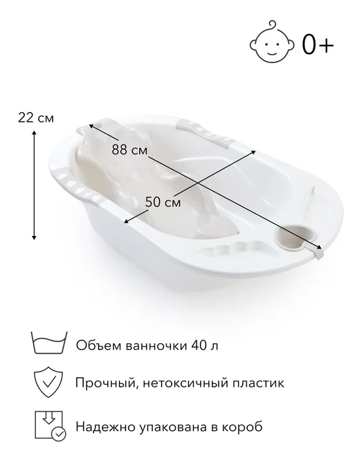 Happy Baby Ванночка для купания пластиковая с горкой и ковшиком, серый, фото 2