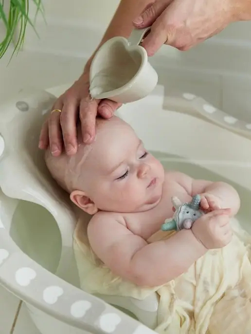 Happy Baby Ванночка для купания пластиковая с горкой и ковшиком, серый, фото 7