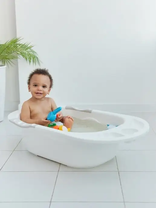Happy Baby Ванночка для купания пластиковая с горкой и ковшиком, серый, фото 8