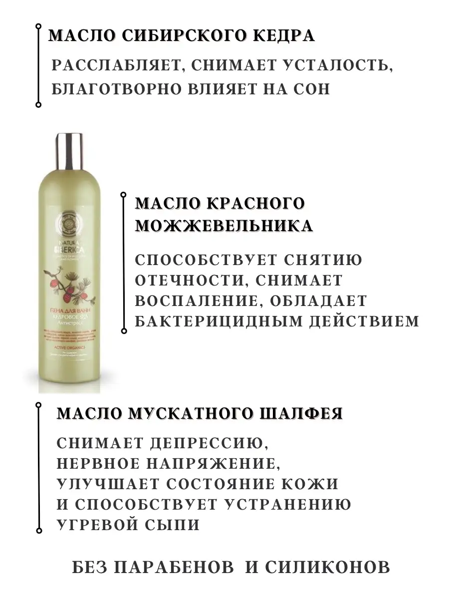 Хвойная пена для ванн Антистресс Кедровое SPA живица 600мл Natura Siberica  63470546 купить за 403 ₽ в интернет-магазине Wildberries