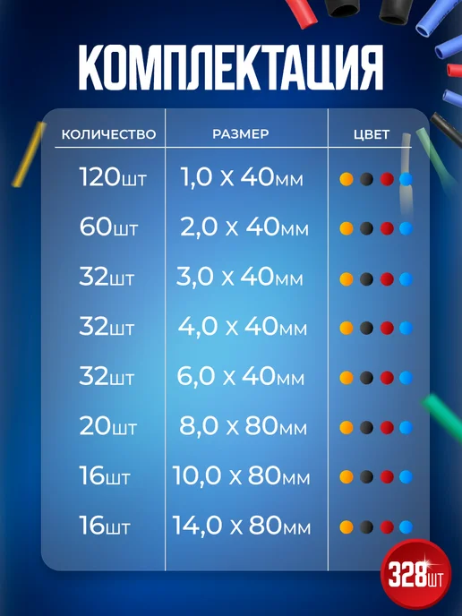 STAREX Термоусадка для проводов набор из 328 штук, черный, фото 3