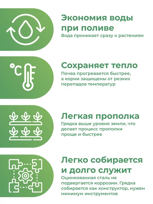 По Уму Грядка оцинкованная 3 м для сада и огорода, 1,0х3,0х0,15 м, 1.0x3.0x0.15 м, 3 м, фото 4