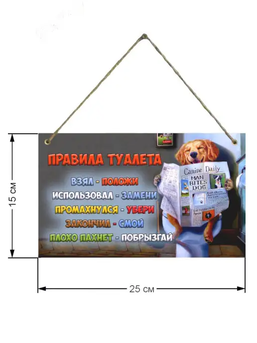 LPI Home Табличка на дверь Правила туалета, голубой, фото 3