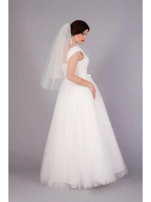 Romantic Wedding Фата короткая свадебная без декора пышная невесты, белый, фото 6