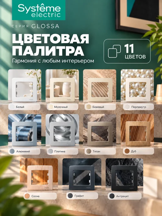 Systeme Electric Рамка Glossa для розетки и выключателя тройная перламутр, серый, фото 3