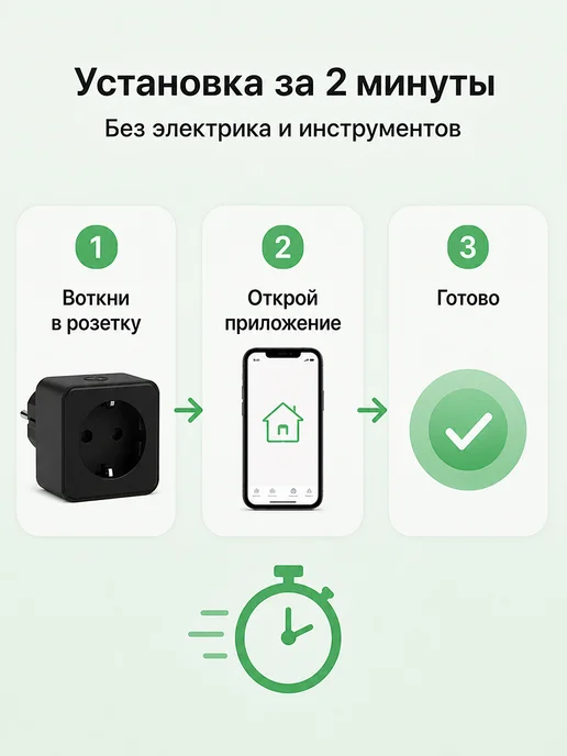 EKF Умная розетка Алиса Яндекс wifi с таймером Салют Маруся PRO, черный, фото 8