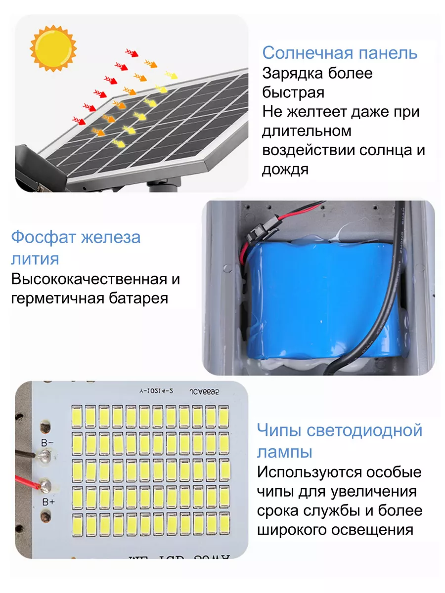 Прожектор светодиодный 200 ватт на солнечной батарее Sunlightfine 63743587  купить за 10 016 ₽ в интернет-магазине Wildberries