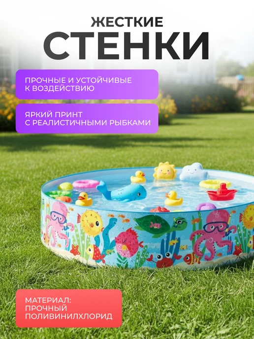 Бассейн детский 183 см х 38 см каркасный, голубой, фото 3