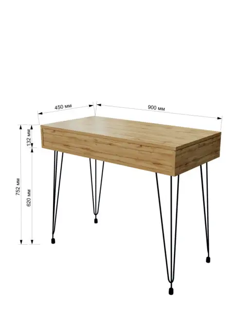 WOODSTEEL Туалетный косметический столик с зеркалом Лофт, вариант, фото 2