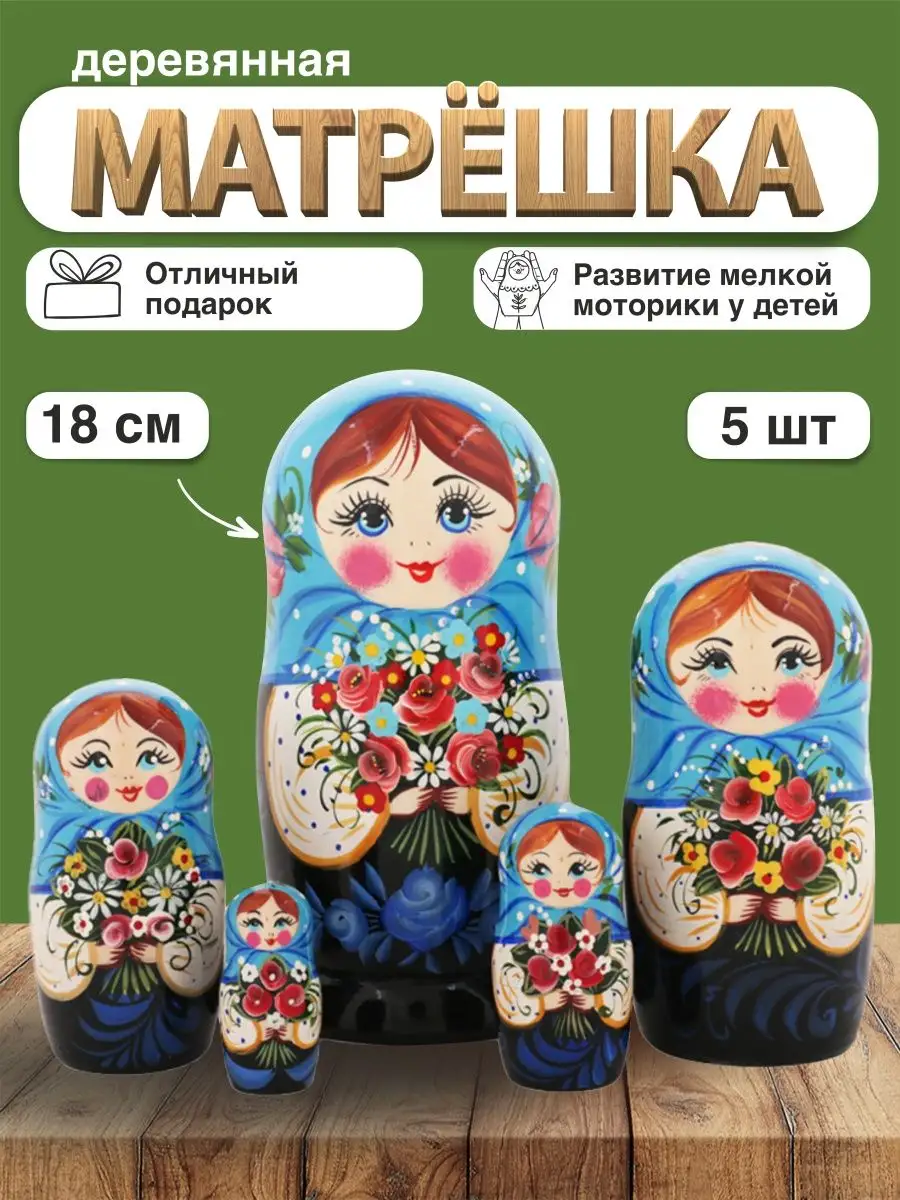 Матрёшка'Сказочные цветы'голубой платок | Матрешка, Цветы, Россия