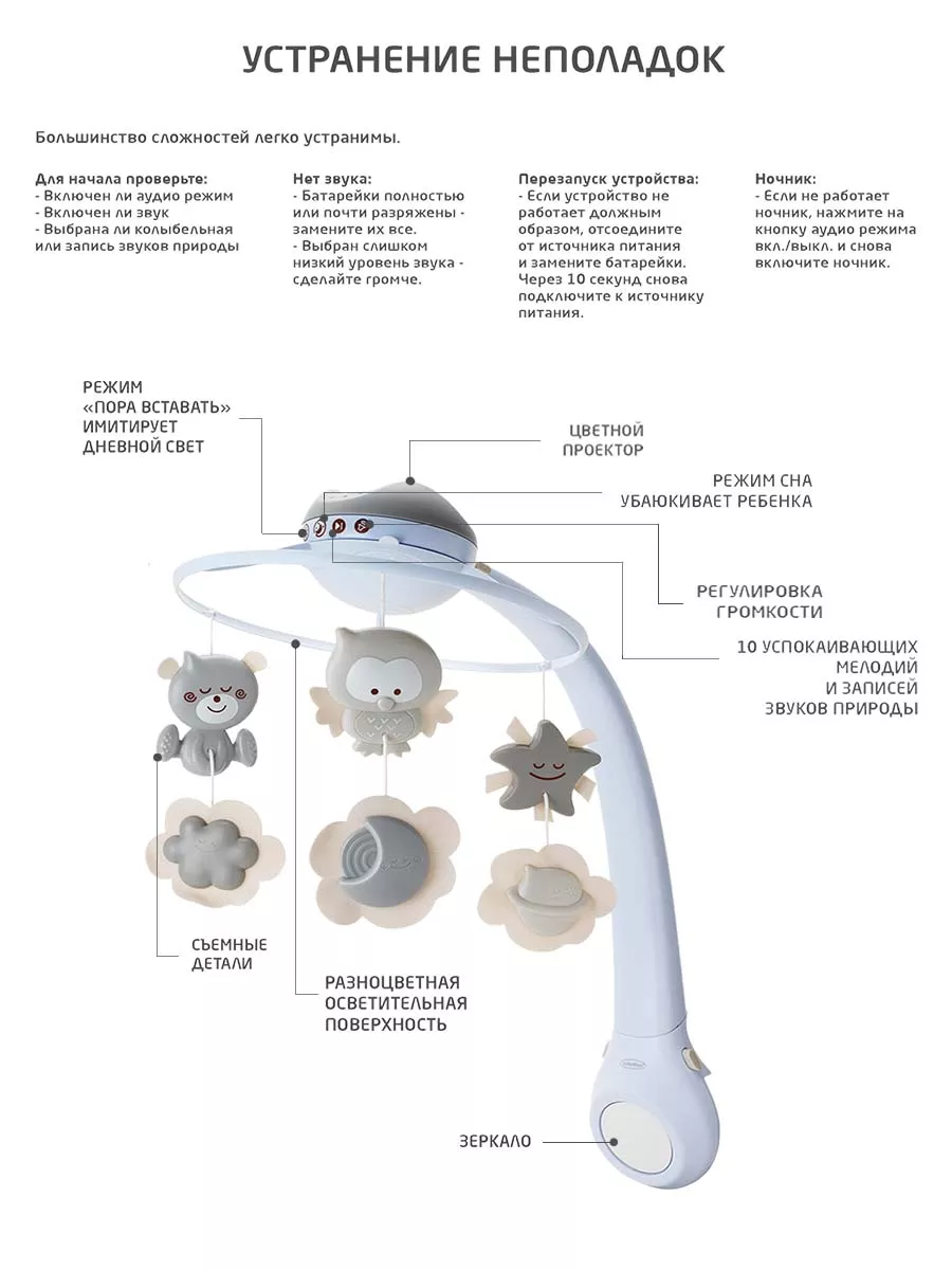Мобиль проектор на кроватку музыкальный 3 в 1 Infantino 63864854 купить за  5 635 ₽ в интернет-магазине Wildberries