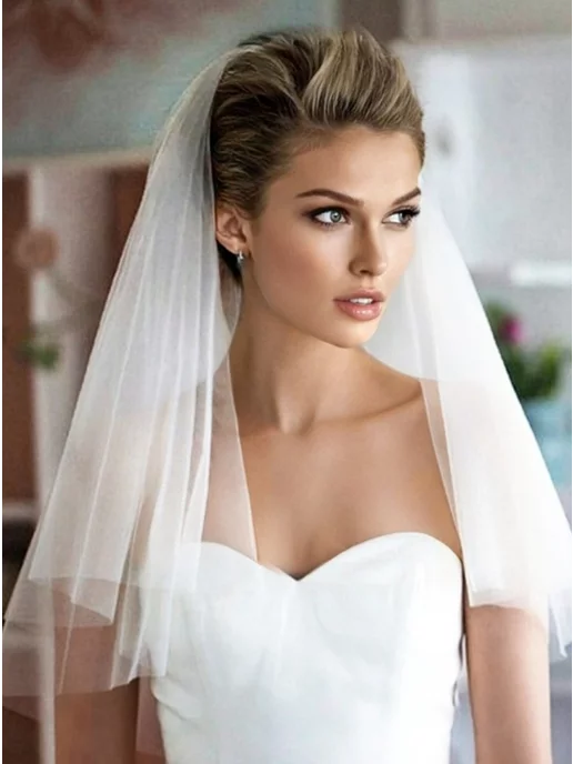 Day Style Фата свадебная короткая, белый, фото 3
