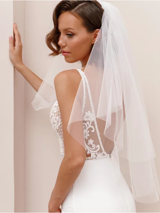 Day Style Фата свадебная короткая, белый, фото 4