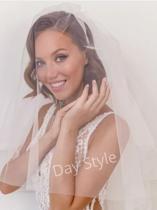 Day Style Фата свадебная короткая, белый, фото 7
