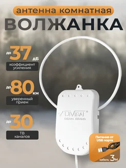 Антенна для телевизора комнатная активная Волжанка USB 3м DiVisat 64088975 купить за 373 ₽ в интернет-магазине Wildberries