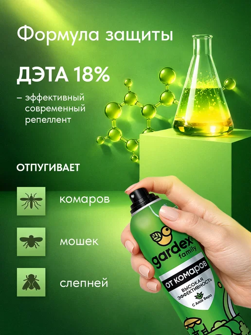 Gardex Спрей репеллент от комаров, Аэрозоль, 150 мл, 2 шт, 150 мл, 2 шт, фото 3