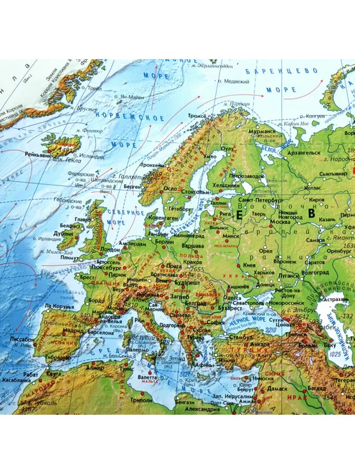 Brauberg Карта мира настенная географическая физическая интерактивная, 120x78 см, фото 8