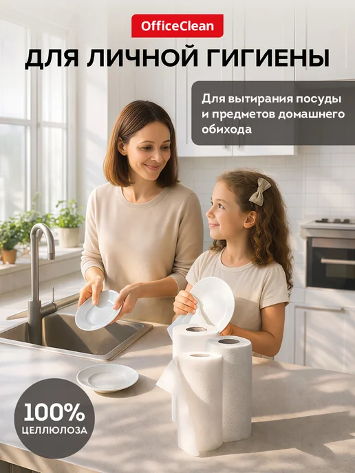 OfficeClean Бумажные полотенца 4 рулона 2 слоя, кухонные, фото 2