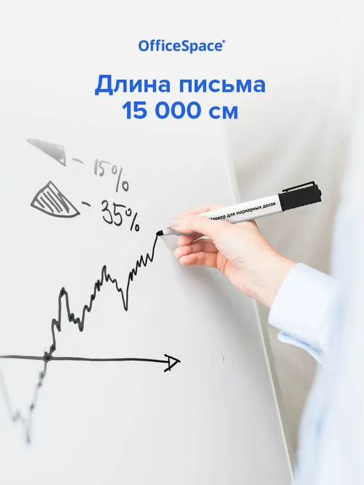 OfficeSpace Набор маркеров для магнитной белой доски, черный, фото 5