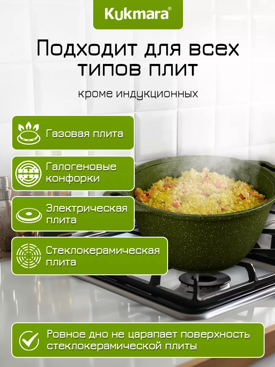 Кастрюля с крышкой 2л,кукмара посуда кухонная антипригарная Kukmara  64220933 купить в интернет-магазине Wildberries