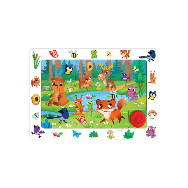 Пазл деревянный музыкальный "Зверюшки на опушке"
