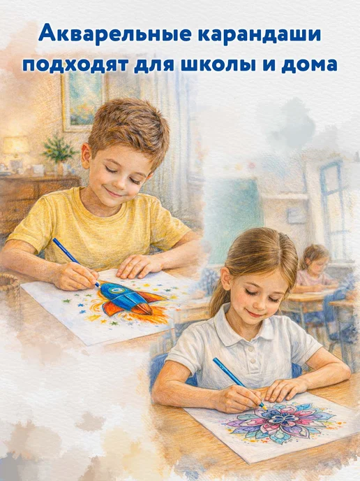 Brauberg Карандаши акварельные цветные, детские, мягкие, 36 цветов, 36 цв., фото 8