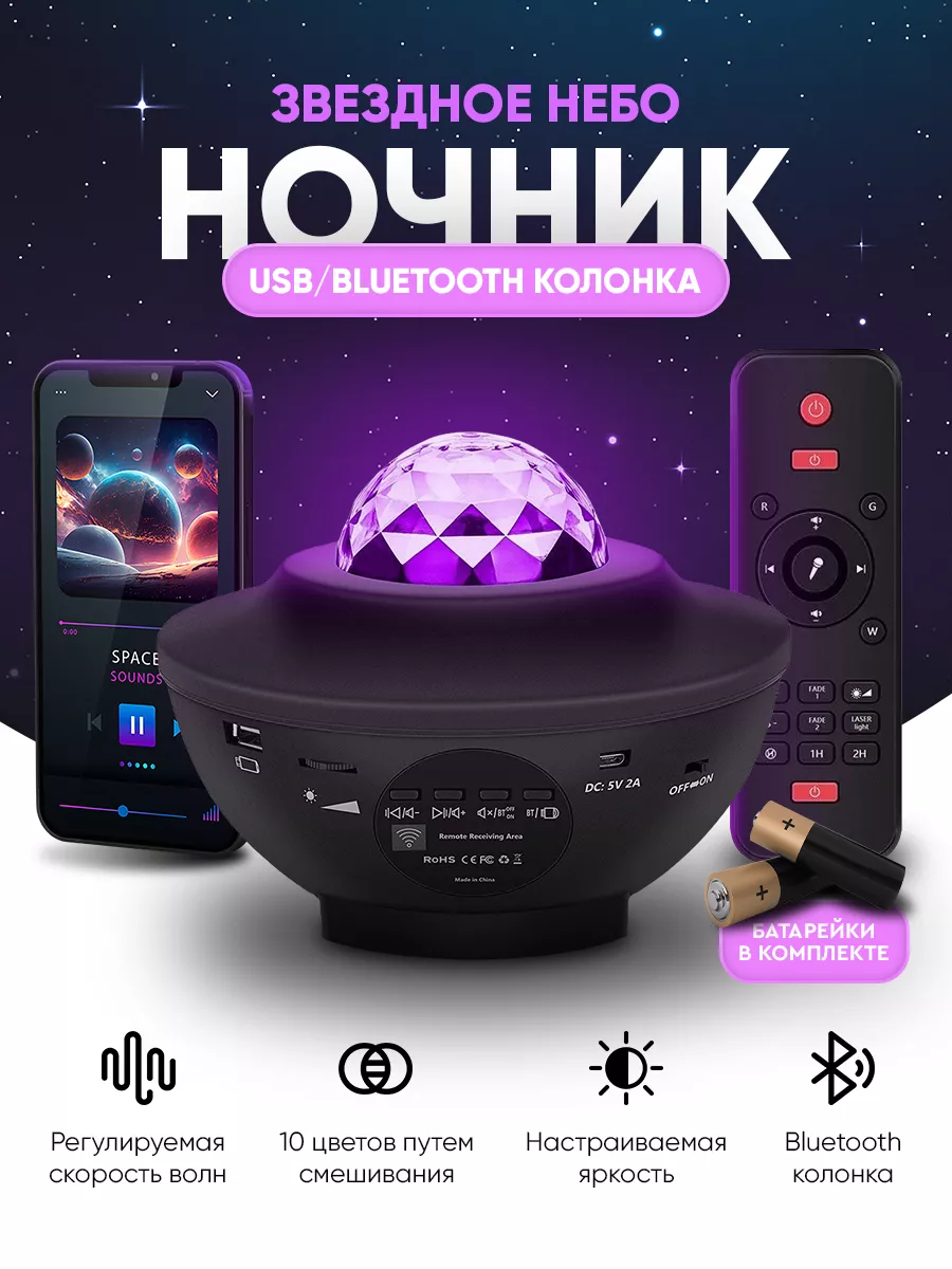 Ночник звездное небо детский проектор LightRuby 64364103 купить за 824 ₽ в  интернет-магазине Wildberries