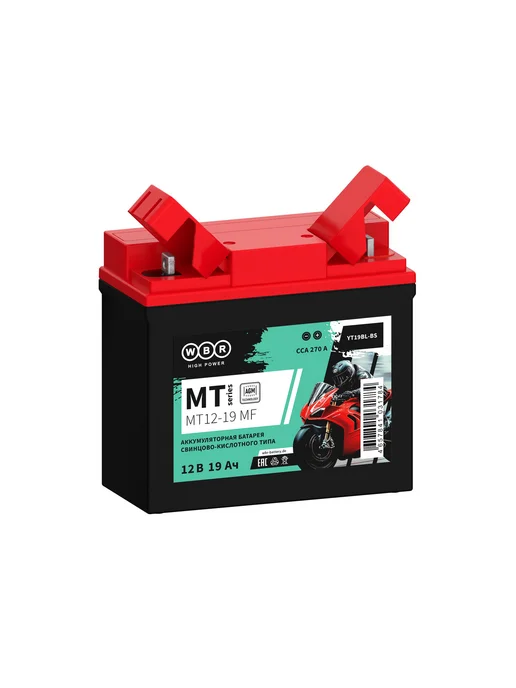 WBR MT 12-19 MF аккумулятор для мотоцикла 19Ач 270А (- +), вариант, фото 3