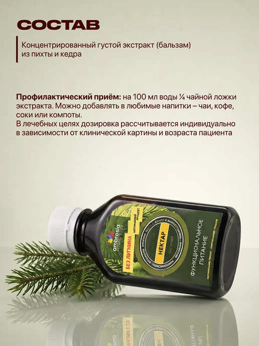 Ambrosia Хвойный, таежный бальзам (нектар) для приема внутрь, 130мл, 130 мл, фото 6