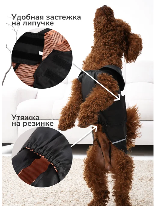 Pepino_pet Жилет дождевик для собак легкий не утепленный, черный, фото 3